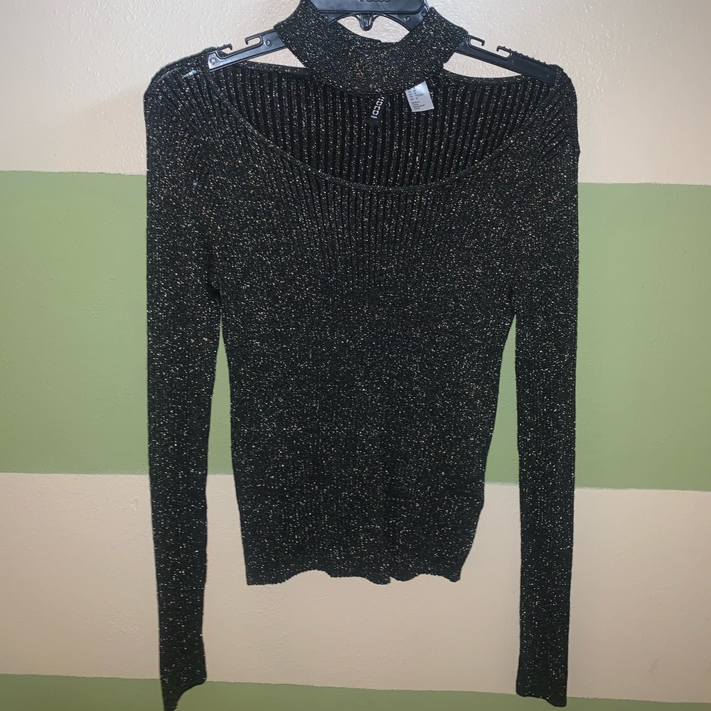 Gold black sparkly top